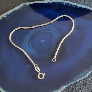 Sterling Silver 925 Twisted Diamond Cut Rope Chain Bracelet 7.5"